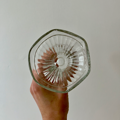 Set of 4 Vintage Jeanette Glass Ribbed Clear Footed Sundae Dishes
