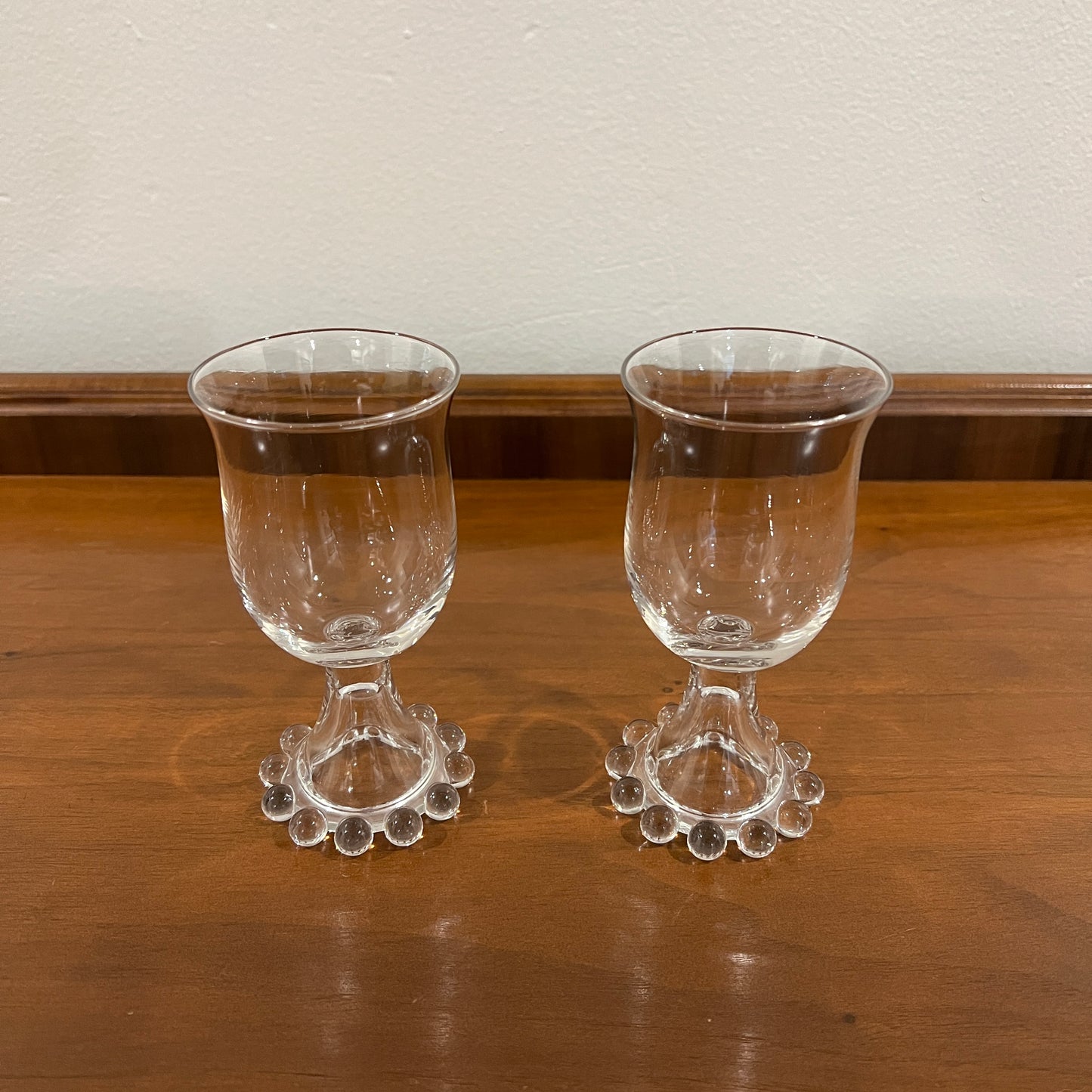 Vintage Set of 5 Mid-Century Imperial Glass Candlewick Clear Crystal Wine Glasses
