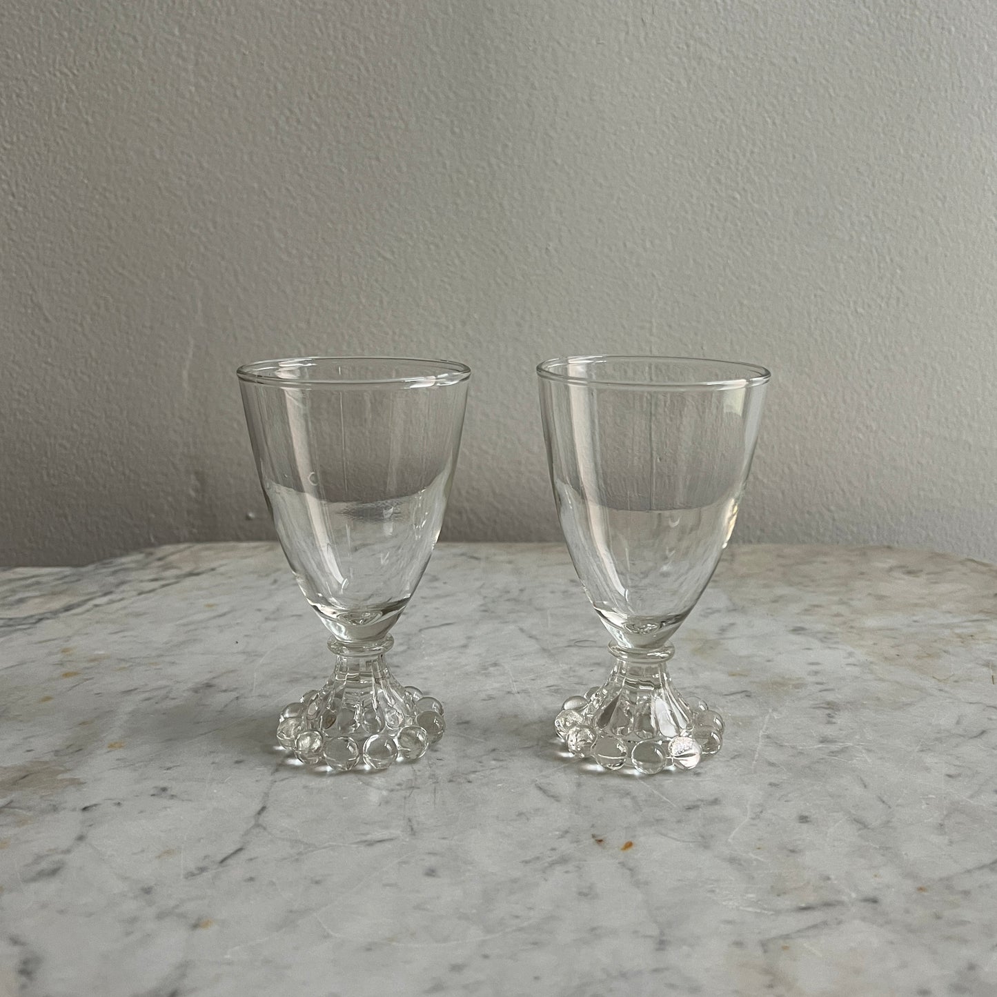 Set of 2 Vintage Anchor Hocking Berwick Clear Boopie Wine Glasses (or Juice Glasses)