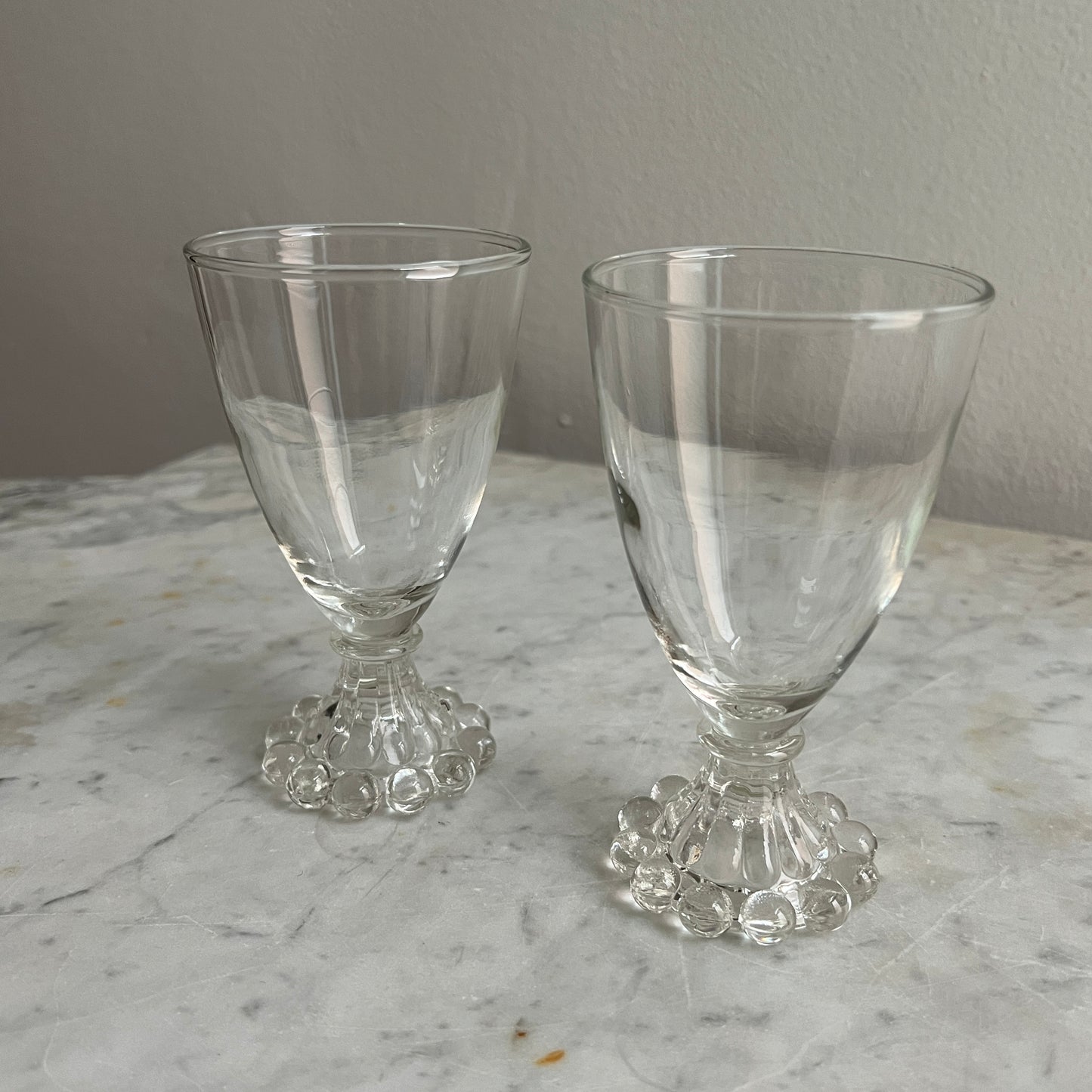 Set of 2 Vintage Anchor Hocking Berwick Clear Boopie Wine Glasses (or Juice Glasses)