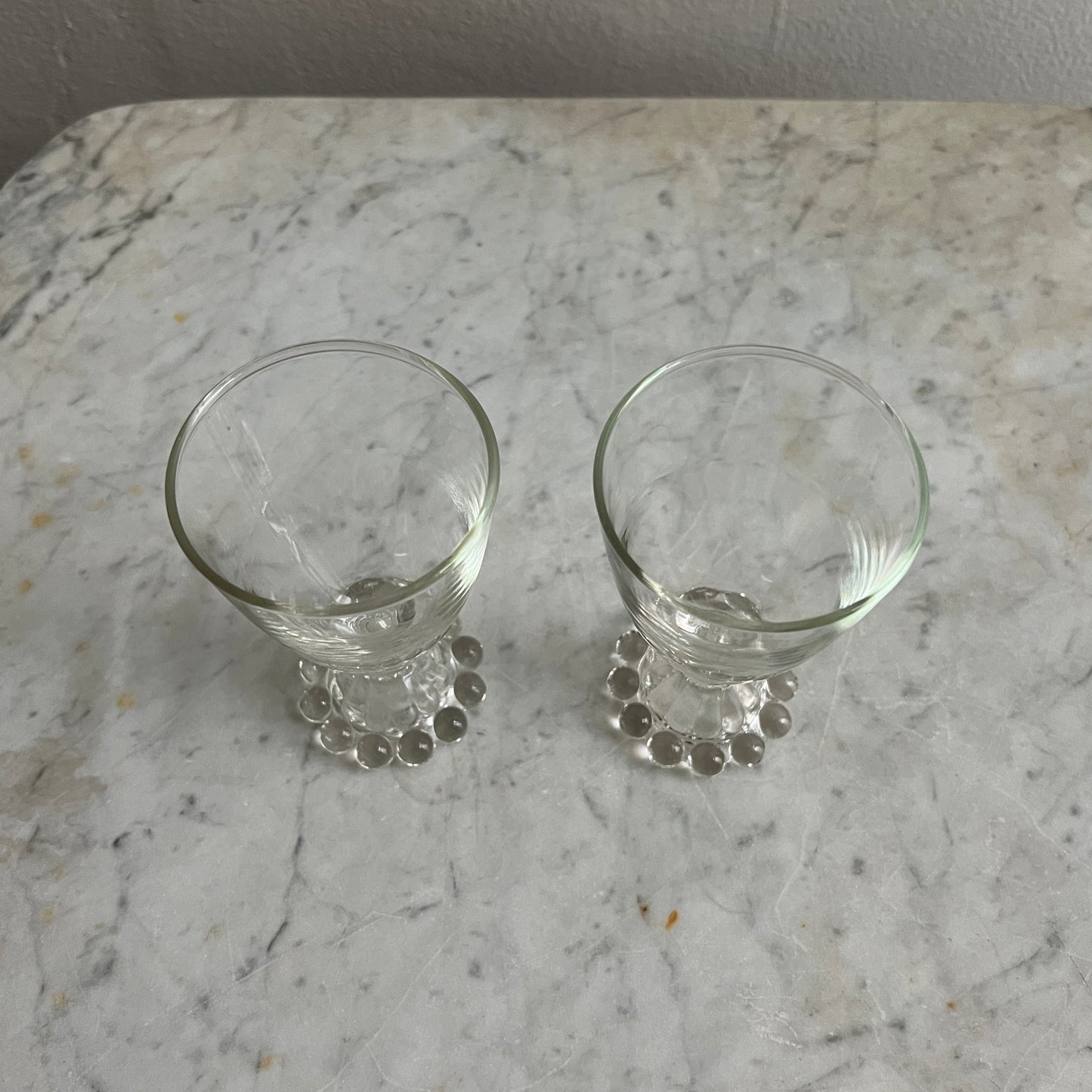 Set of 2 Vintage Anchor Hocking Berwick Clear Boopie Wine Glasses (or Juice Glasses)