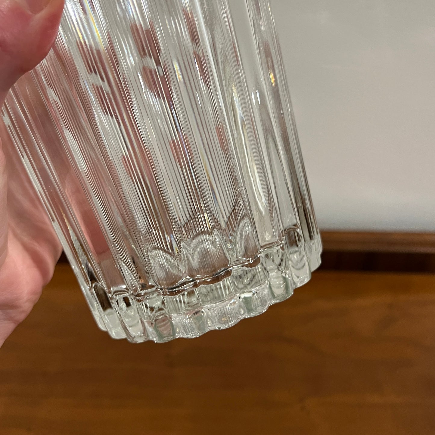 Vintage Cristal d'Arques-Durand Athena Clear Ribbed 9.75" Crystal Flower Vase