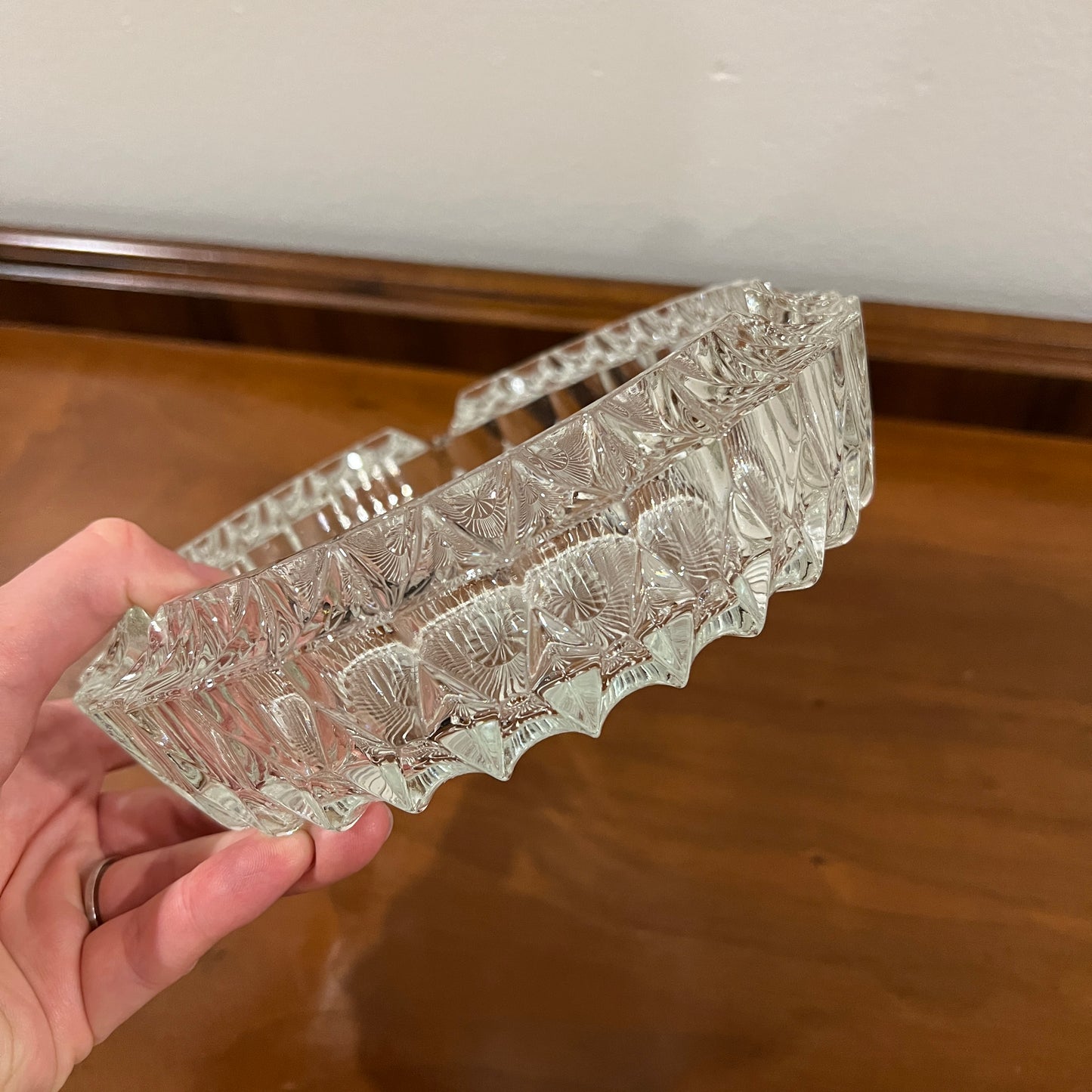 Vintage Cut Crystal 7" Cigar Ashtray