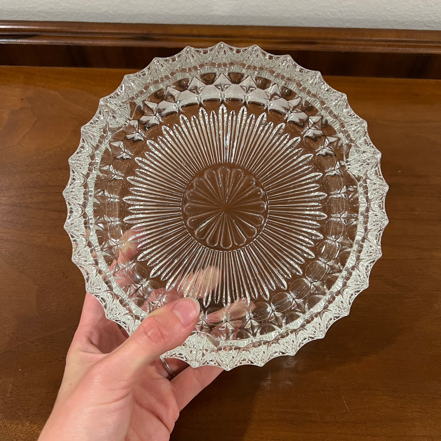 Vintage Cut Crystal 7" Cigar Ashtray
