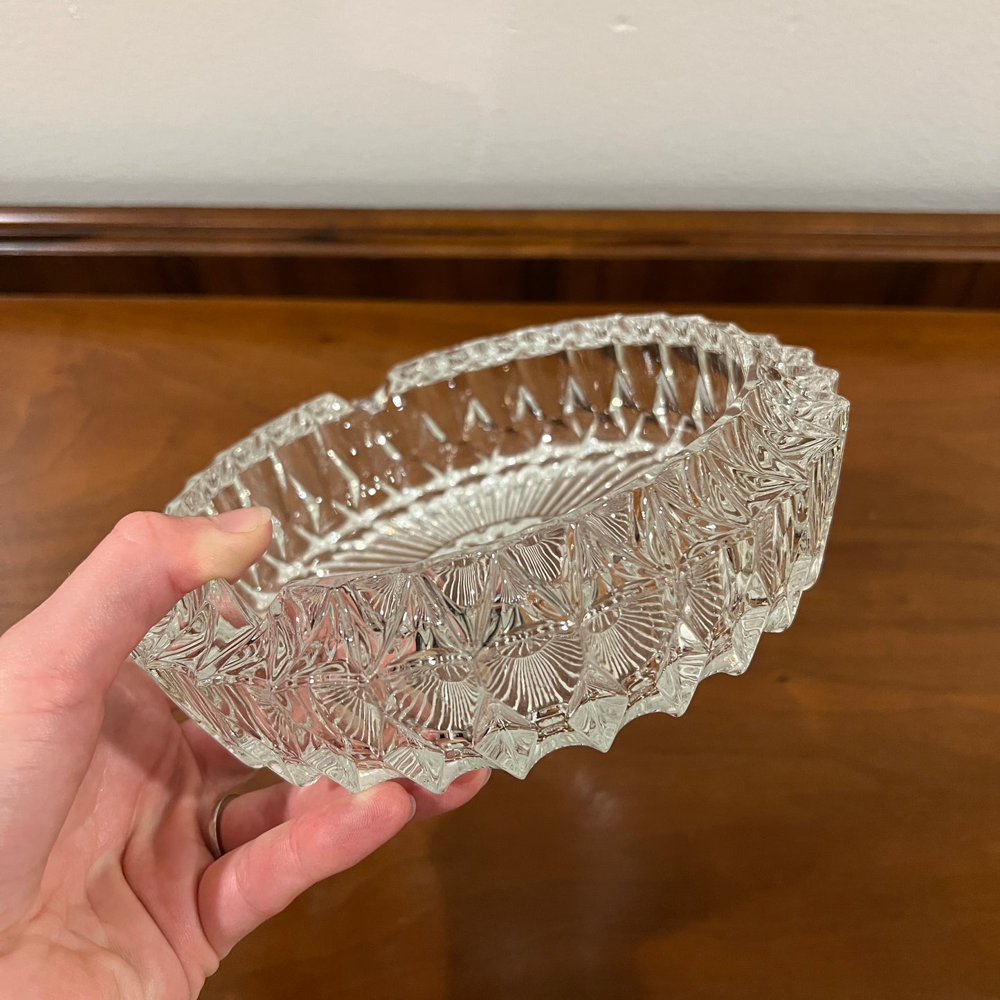 Vintage Cut Crystal 7" Cigar Ashtray
