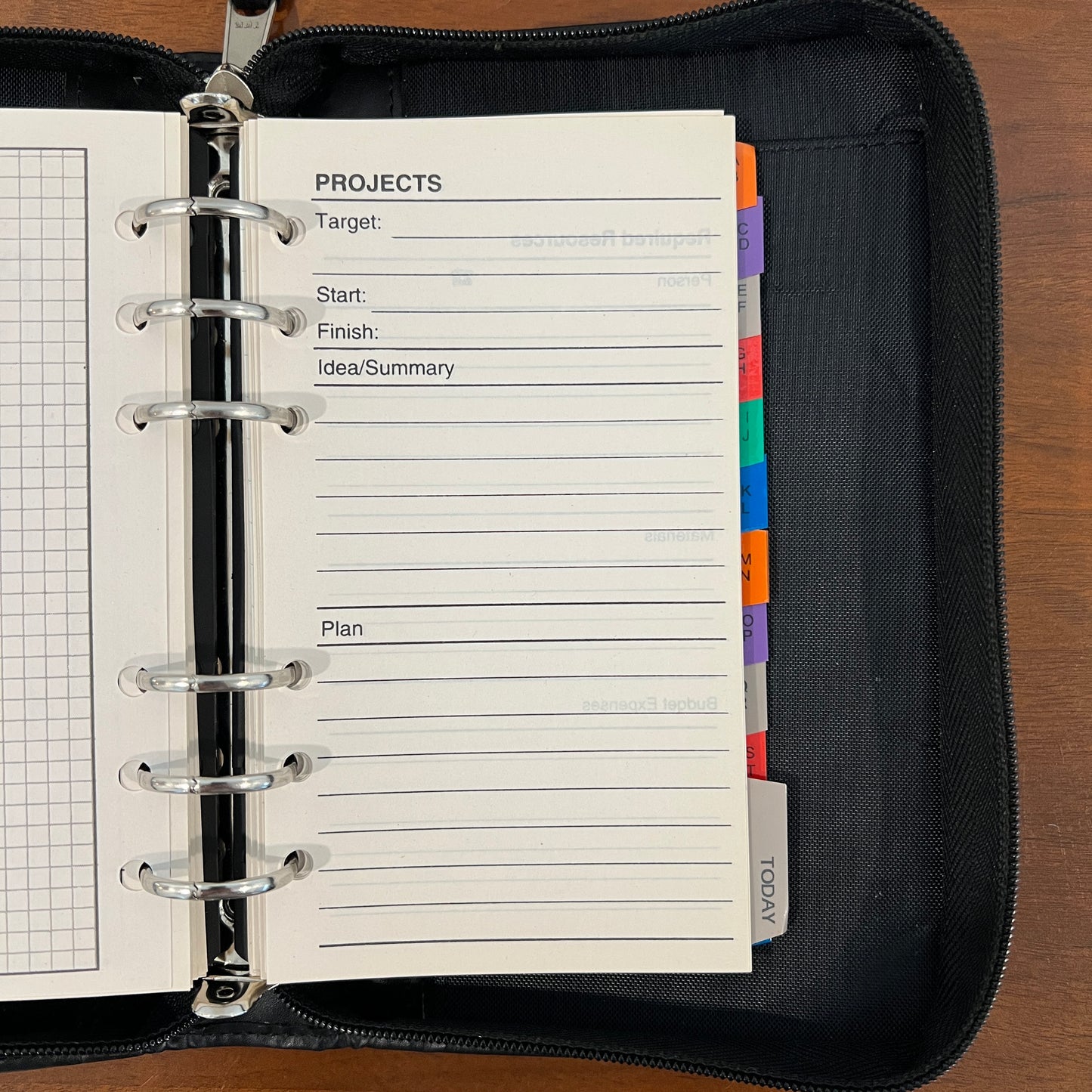 Vintage 2000s Day-Timer Black Leather 6-Ring Zip Around Personal Agenda