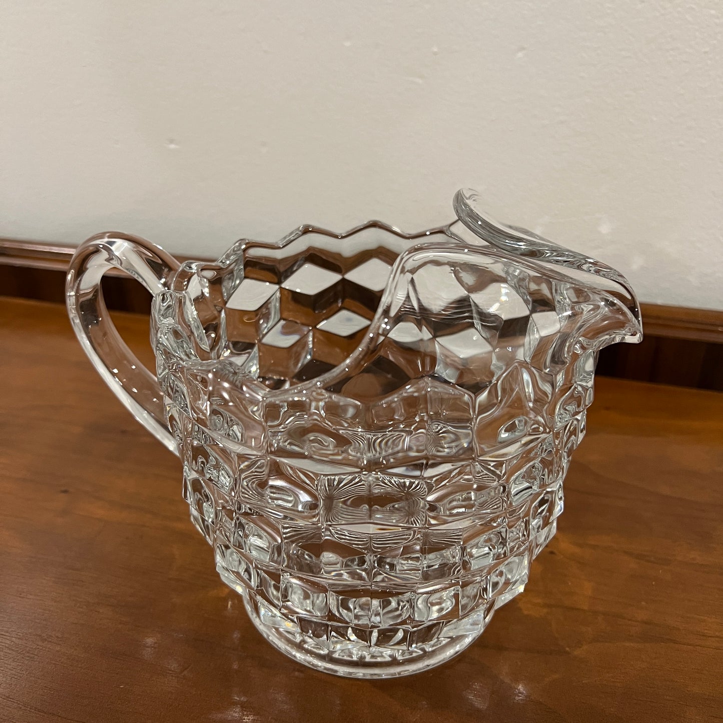 Vintage Fostoria American Clear Pitcher with Ice Lip