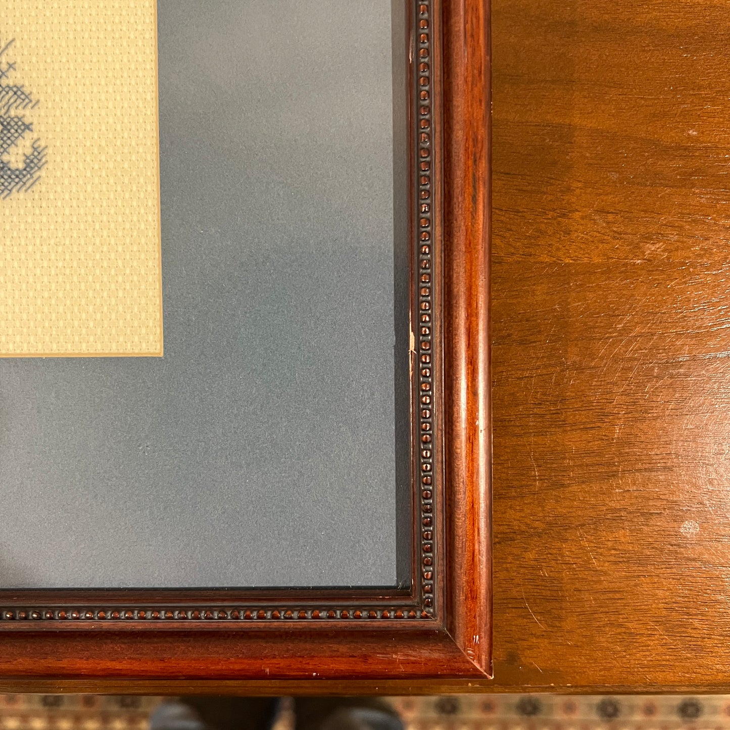 Vintage Framed Completed Cross Stitch Wall Hanging, Ginger & Spice Country House Pattern 8701