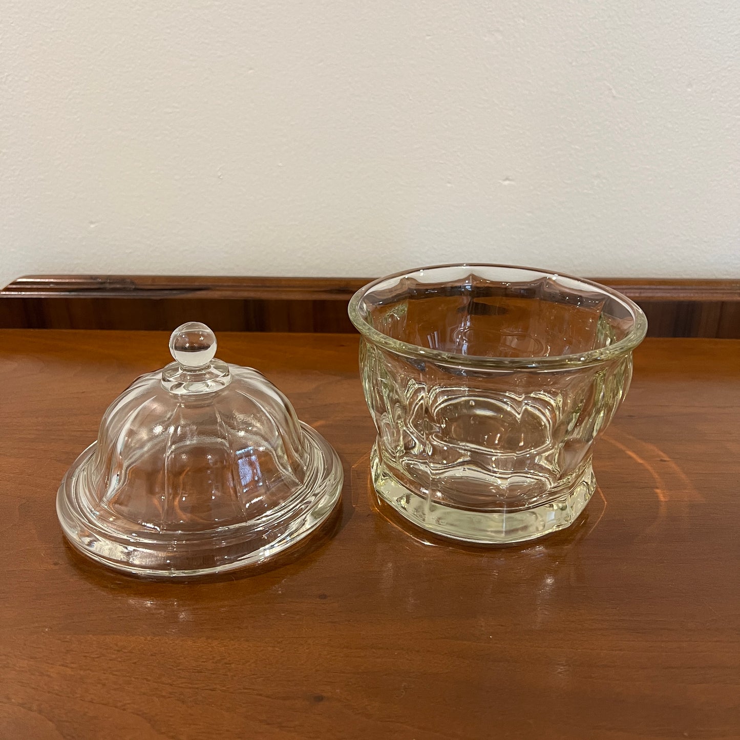 Vintage Indiana Glass 8" Clear Apothecary Jar with Domed Lid