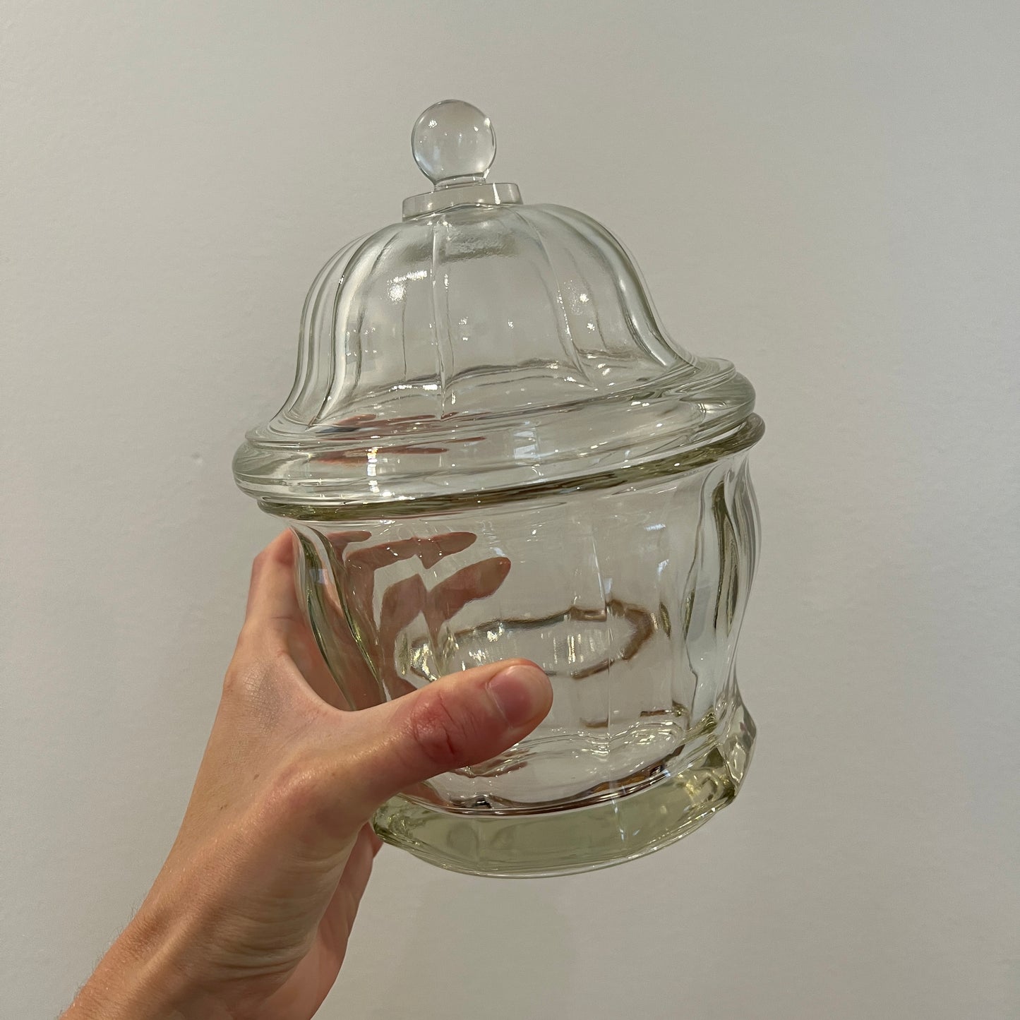 Vintage Indiana Glass 8" Clear Apothecary Jar with Domed Lid