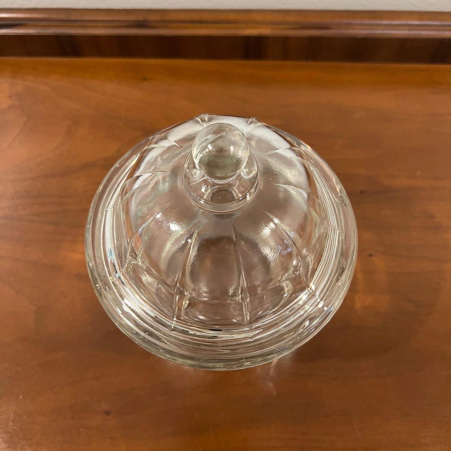 Vintage Indiana Glass 8" Clear Apothecary Jar with Domed Lid