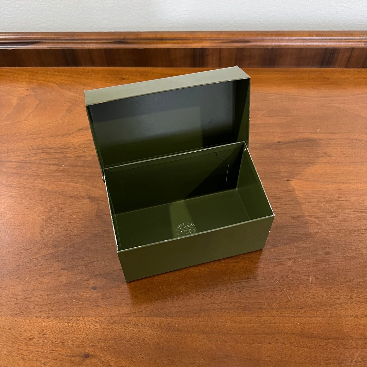 Vintage J. Chein & Co. 3x5" Dark Green Metal Recipe File Box