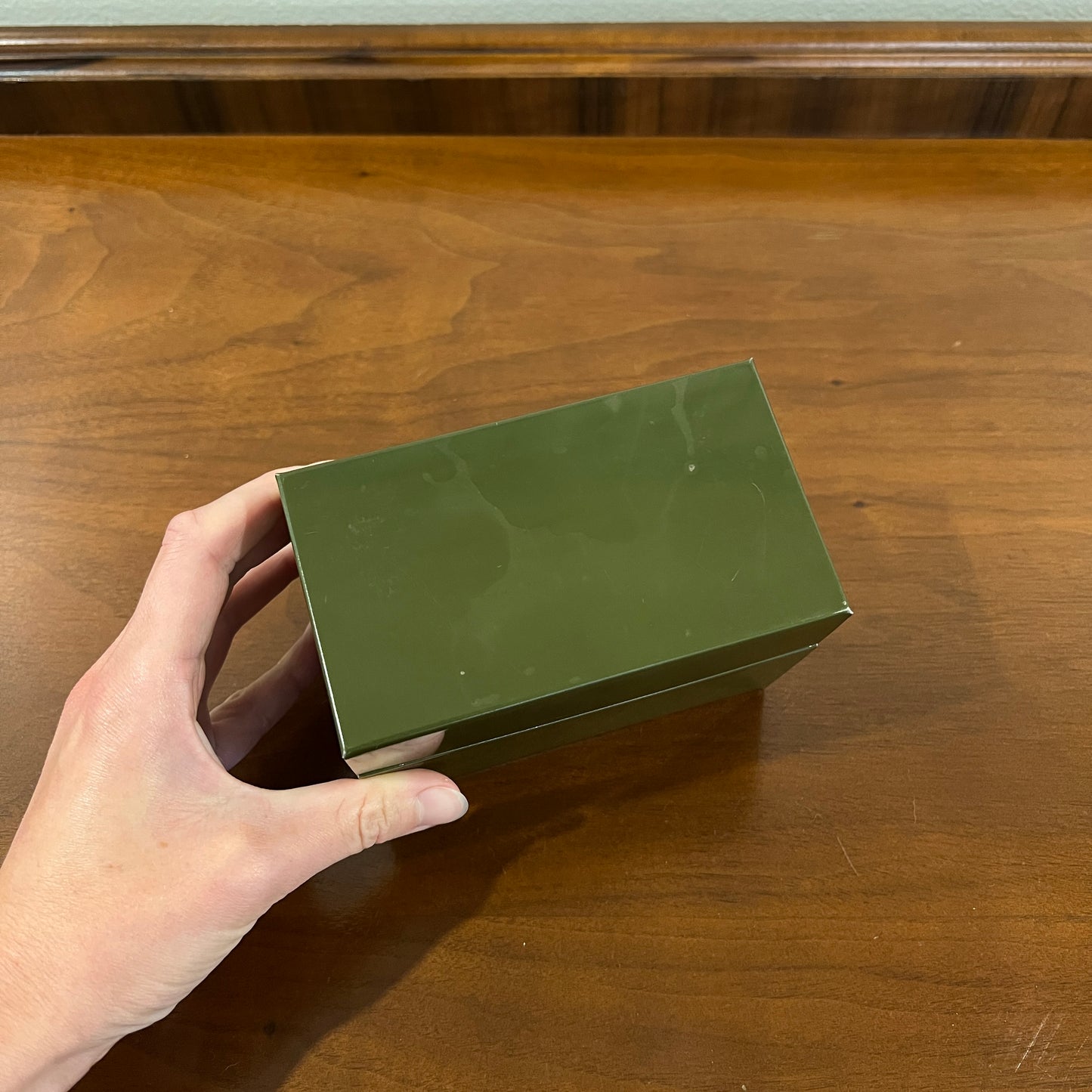 Vintage J. Chein & Co. 3x5" Dark Green Metal Recipe File Box