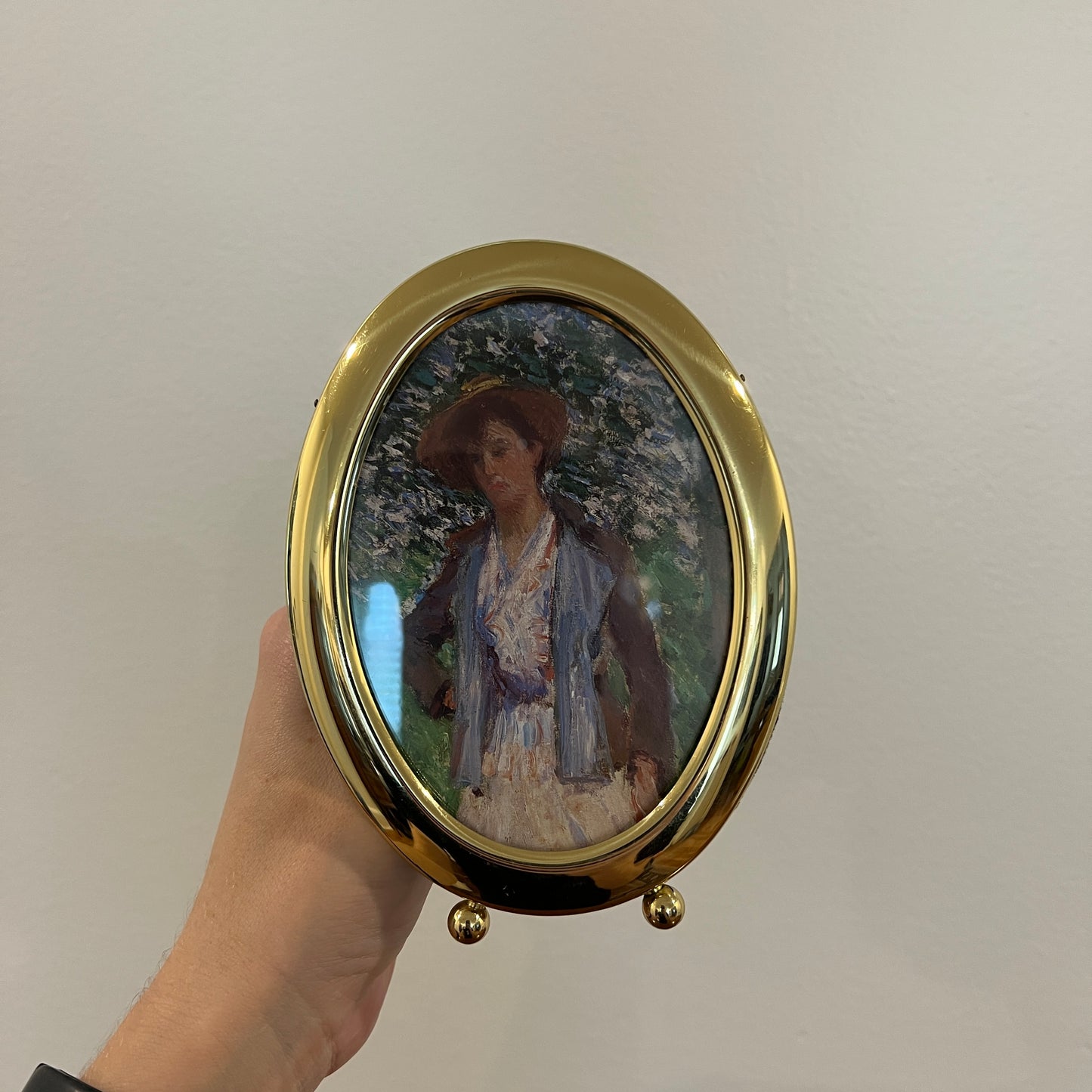 Vintage 1980s/1990s Solid Brass 3.5x5" Oval Photo Frame
