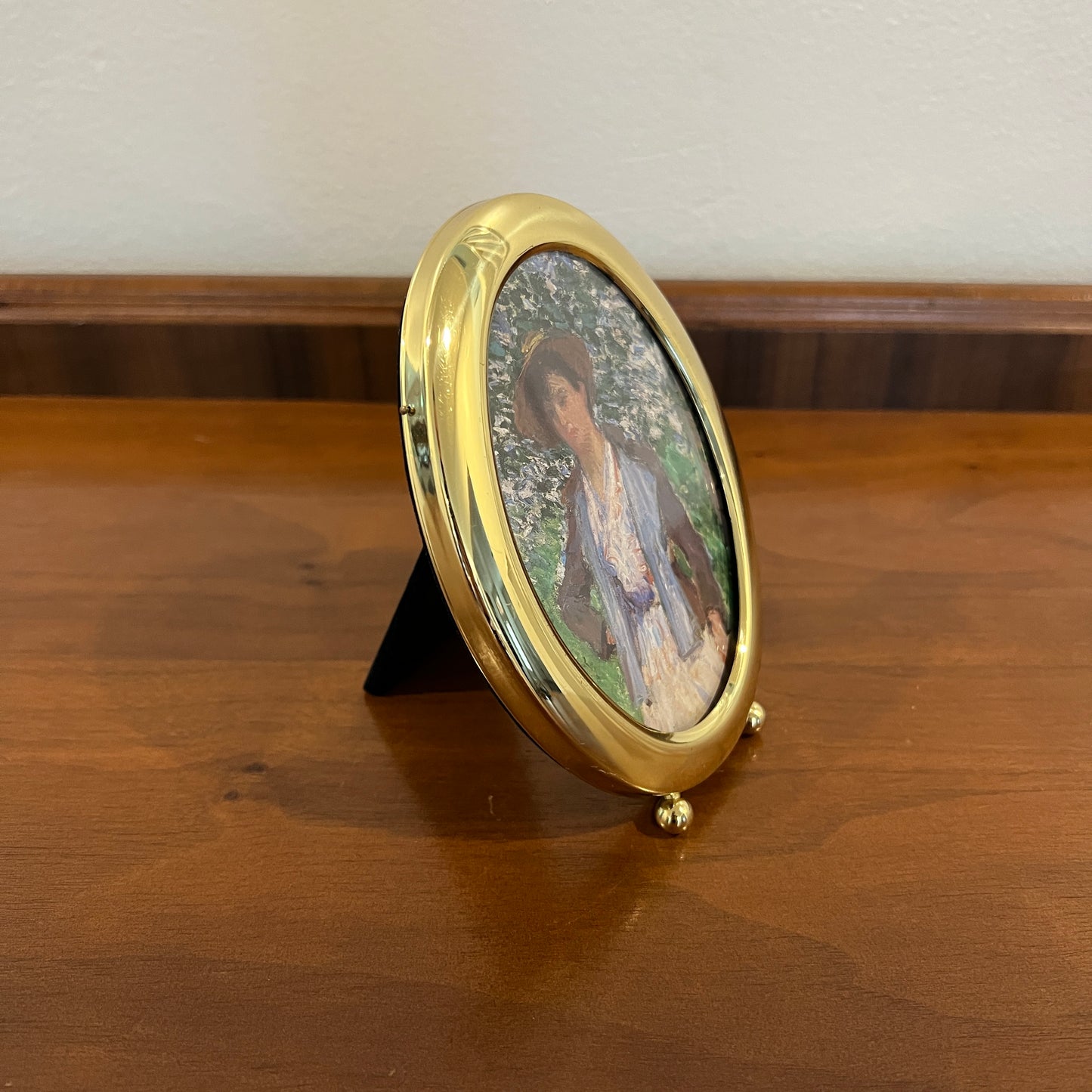 Vintage 1980s/1990s Solid Brass 3.5x5" Oval Photo Frame