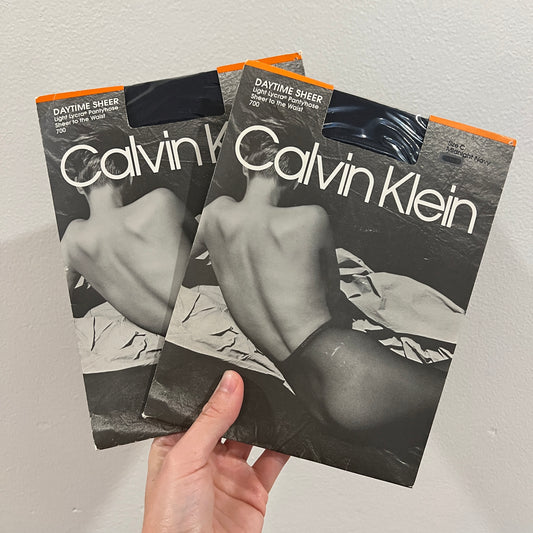 Vintage [Deadstock] 1990s Calvin Klein Daytime Sheer Pantyhose in Midnight Navy (Size C)