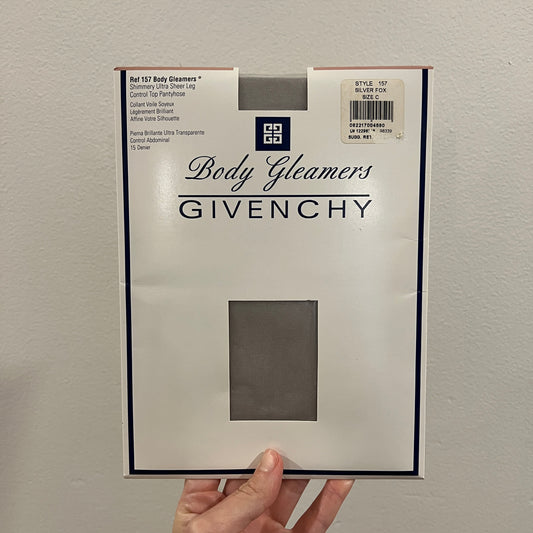 Vintage [Deadstock] 1990s Givenchy Body Gleamers Pantyhose in Silver Fox (Size C)