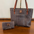 Preloved Dooney & Bourke Lizard Embossed Small Lexington Leather Tote and Flap Wallet