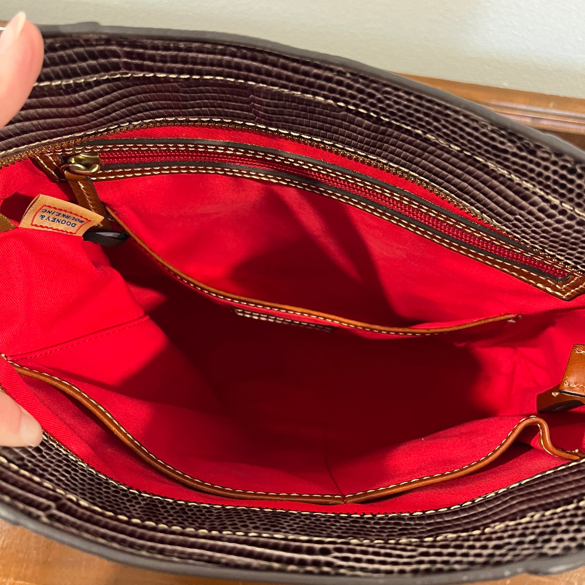 Preloved Dooney & Bourke Lizard Embossed Small Lexington Leather Tote and Flap Wallet