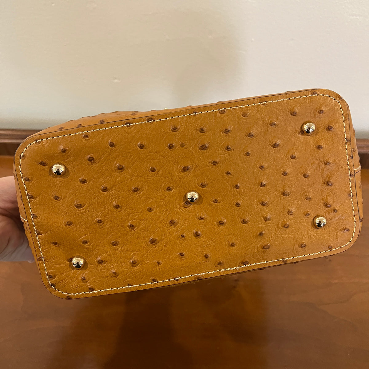 Preloved Dooney & Bourke Ostrich Mini Barlow Bag in Caramel