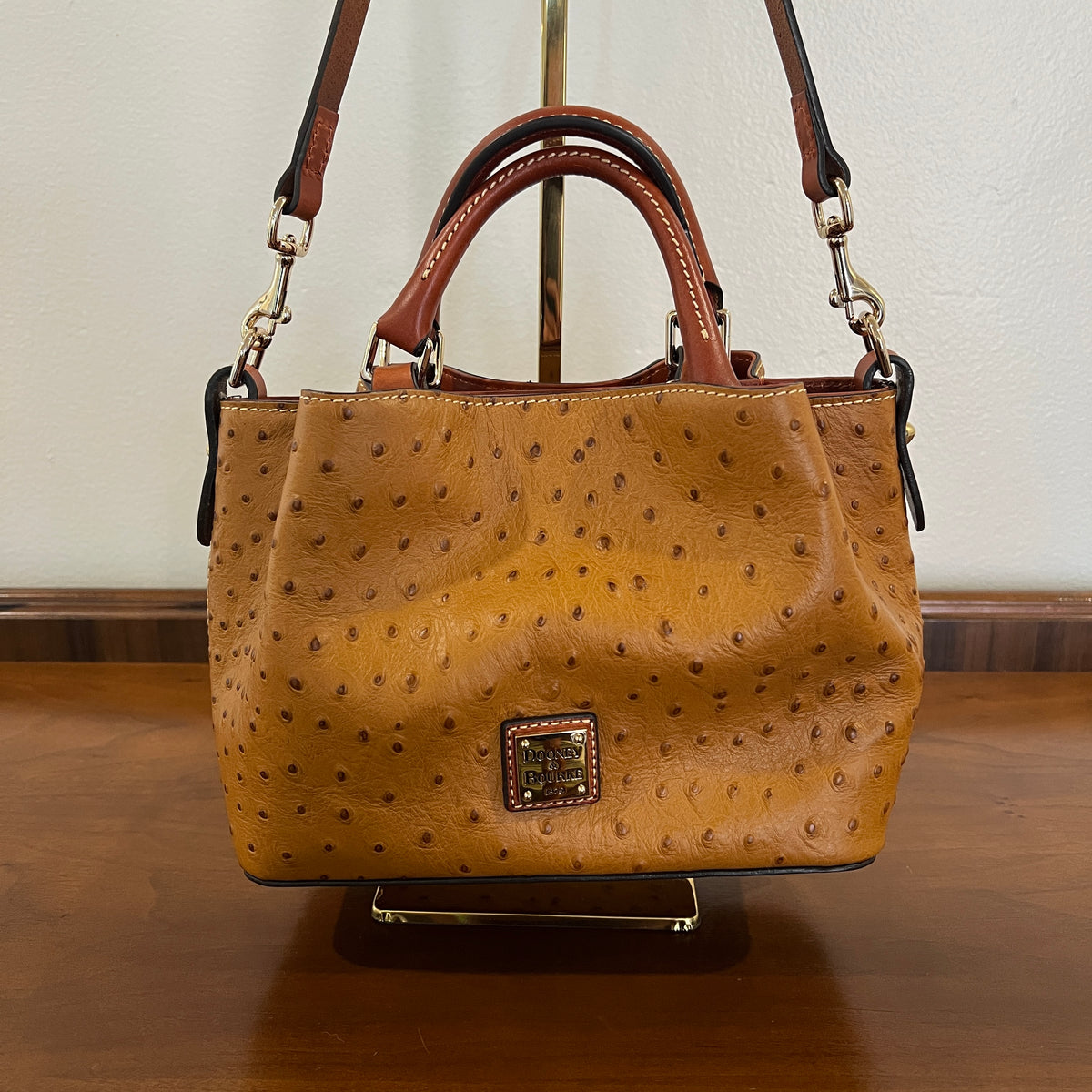 Preloved Dooney & Bourke Ostrich Mini Barlow Bag in Caramel