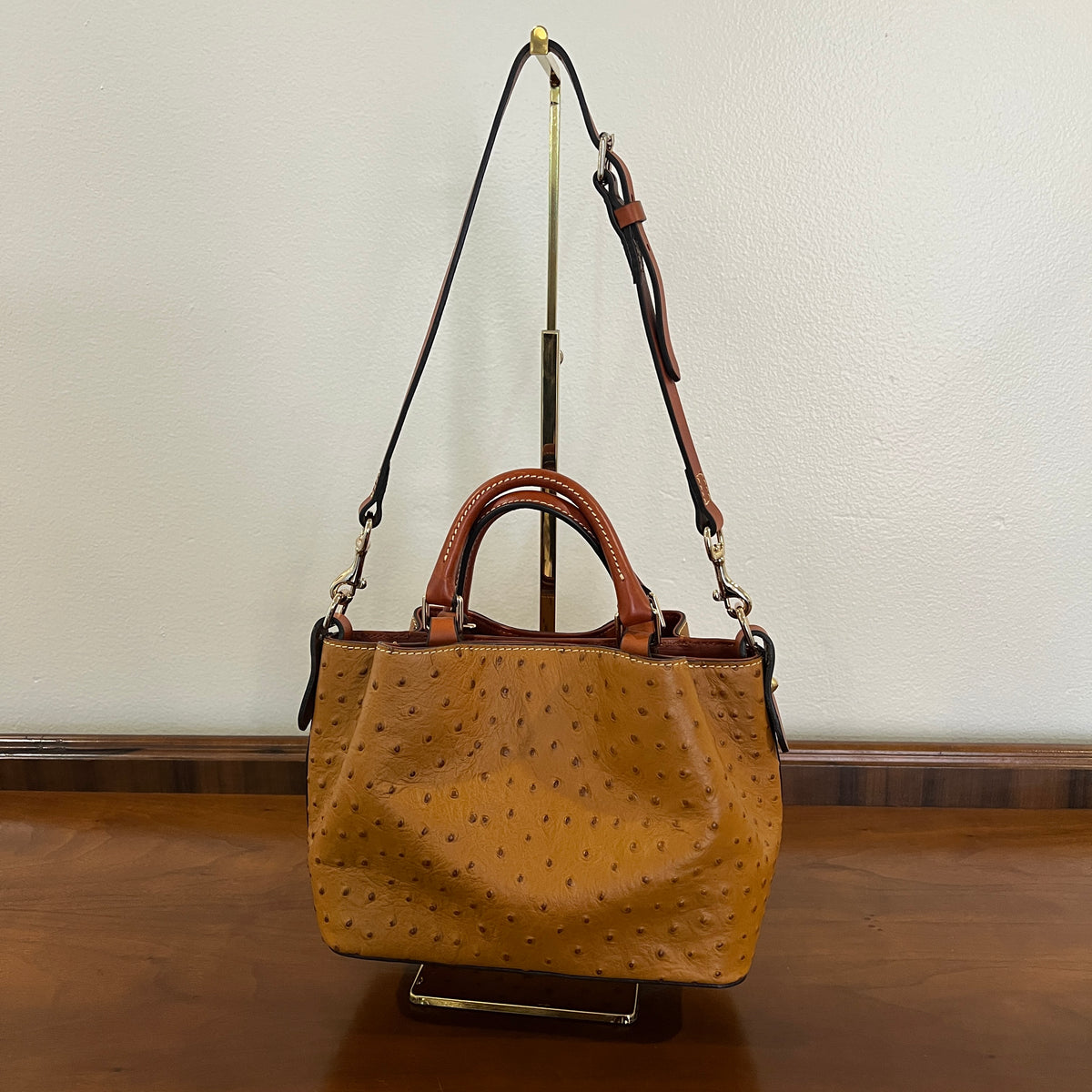 Preloved Dooney & Bourke Ostrich Mini Barlow Bag in Caramel