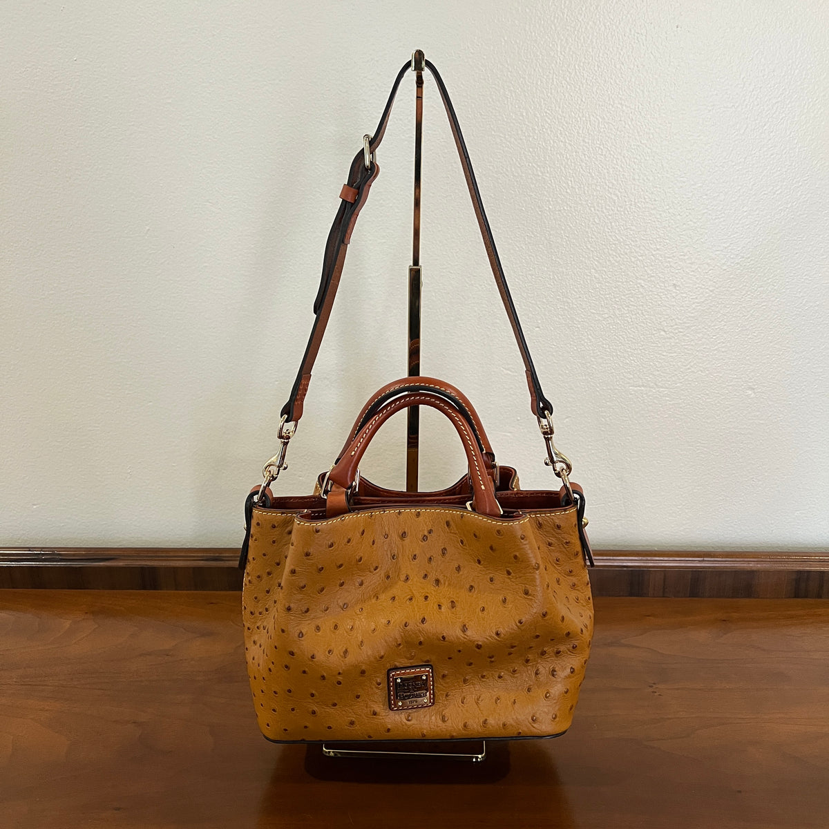 Preloved Dooney & Bourke Ostrich Mini Barlow Bag in Caramel