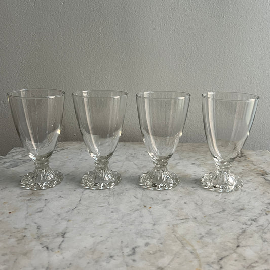 Set of 4 Vintage Anchor Hocking Berwick Clear Boopie Water Glasses (or Wine Glasses)