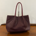 Preloved Lulu Dharma Napa Burgundy Vegan Leather Woven Large Tote Bag