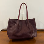 Preloved Lulu Dharma Napa Burgundy Vegan Leather Woven Large Tote Bag