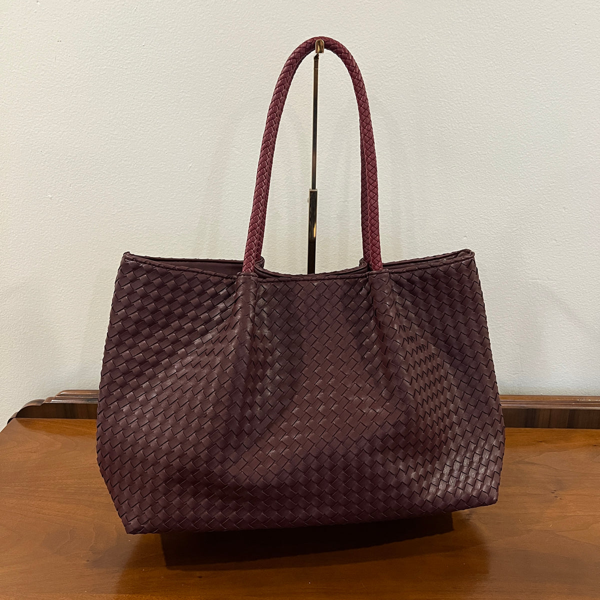 Preloved Lulu Dharma Napa Burgundy Vegan Leather Woven Large Tote Bag