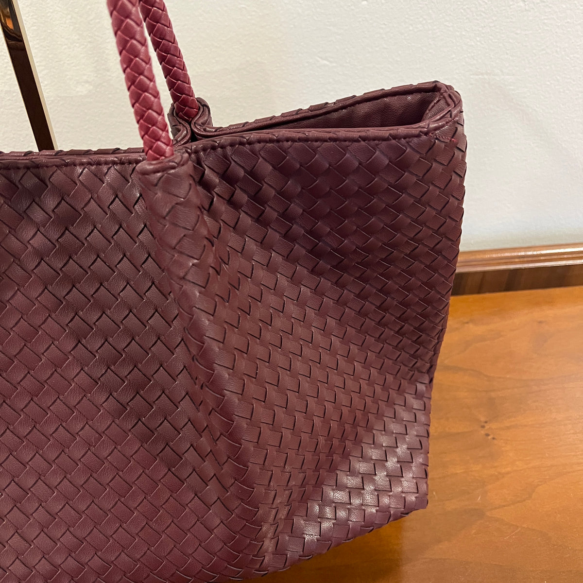 Preloved Lulu Dharma Napa Burgundy Vegan Leather Woven Large Tote Bag