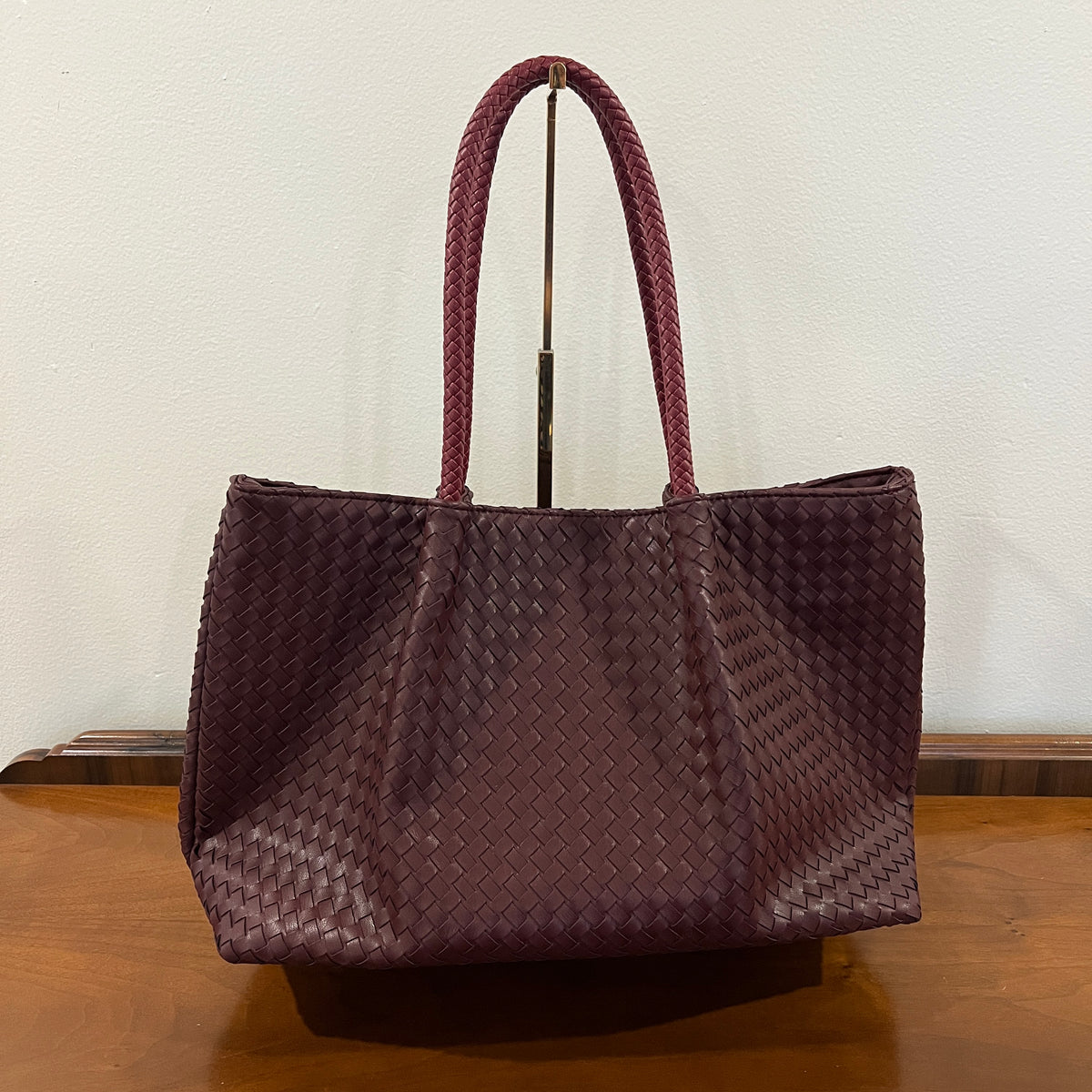 Preloved Lulu Dharma Napa Burgundy Vegan Leather Woven Large Tote Bag