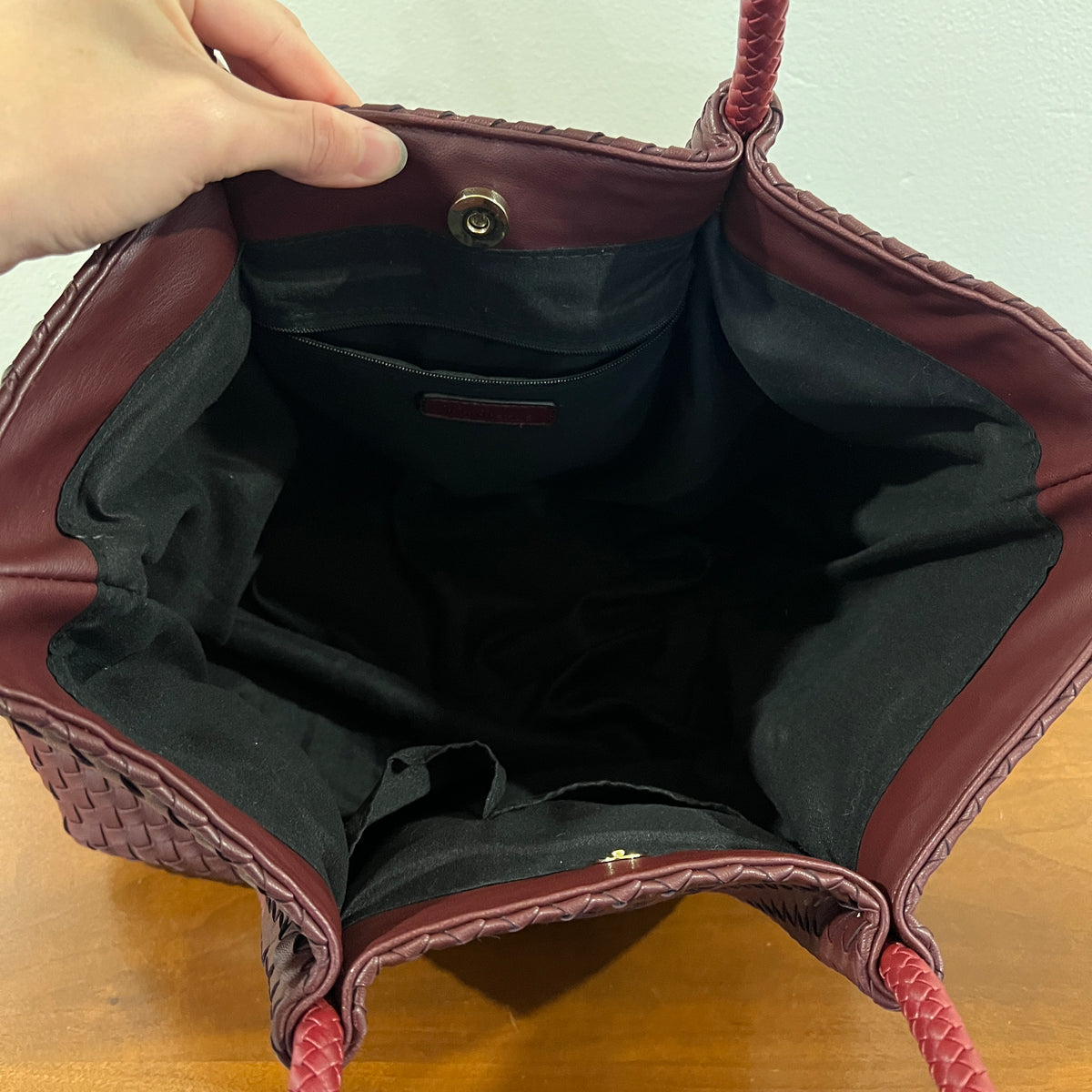 Preloved Lulu Dharma Napa Burgundy Vegan Leather Woven Large Tote Bag