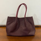Preloved Lulu Dharma Napa Burgundy Vegan Leather Woven Large Tote Bag