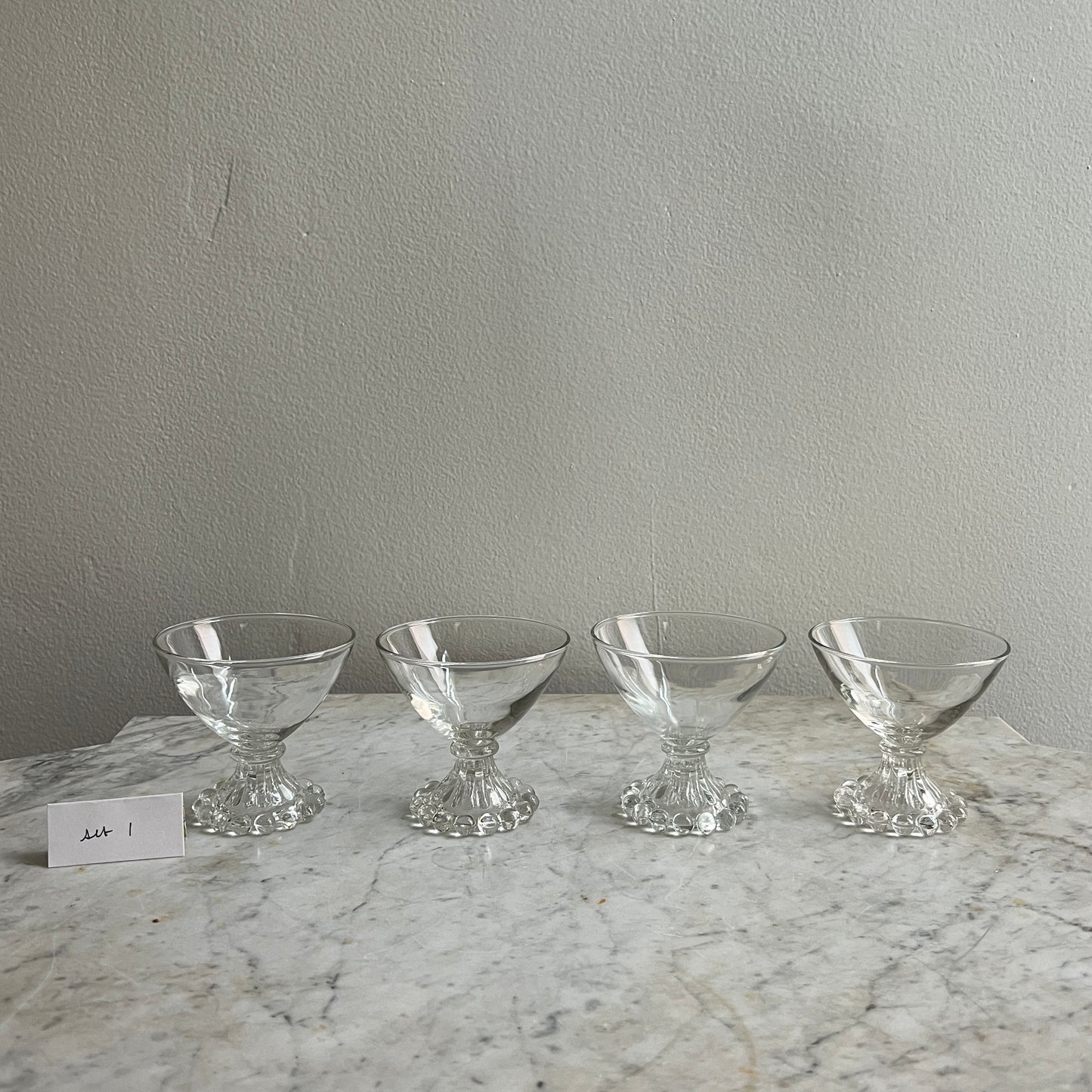 Set of 4 Vintage Anchor Hocking Berwick Clear Boopie Coupe Glasses