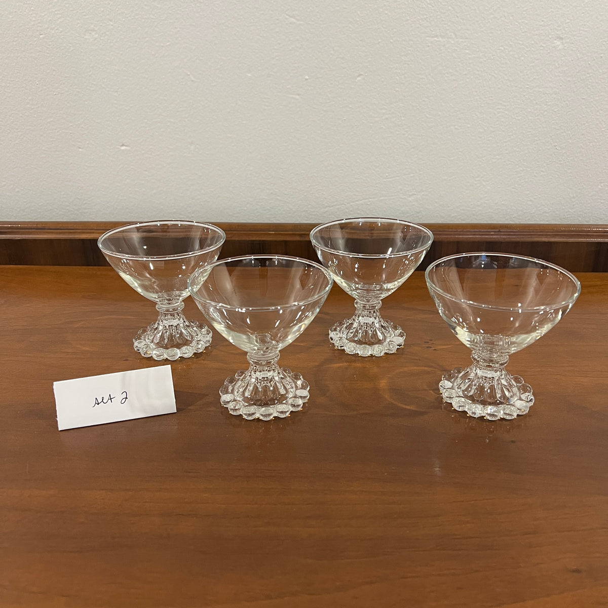 Set of 4 Vintage Anchor Hocking Berwick Clear Boopie Coupe Glasses