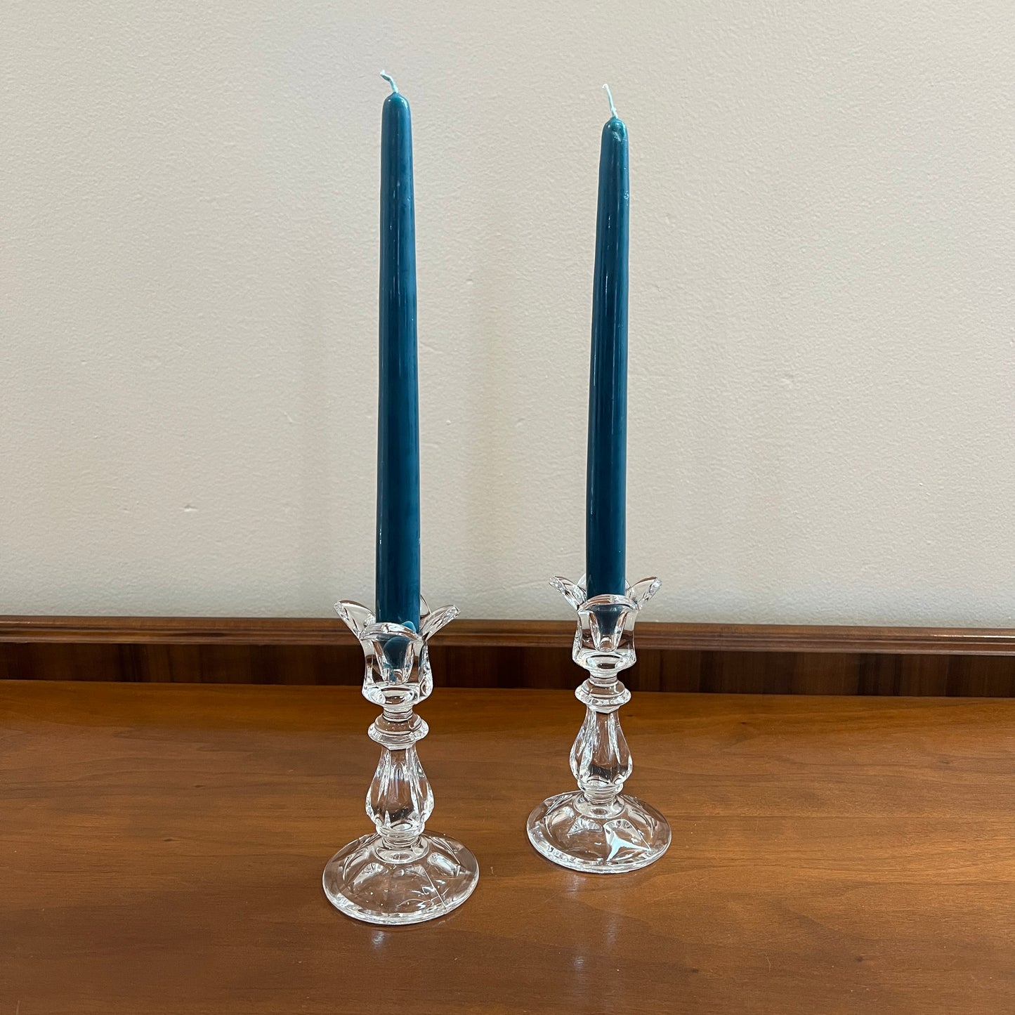 Set of 2 1980s Gorham Crystal Viscount 5" Single Light Candlestick Holders