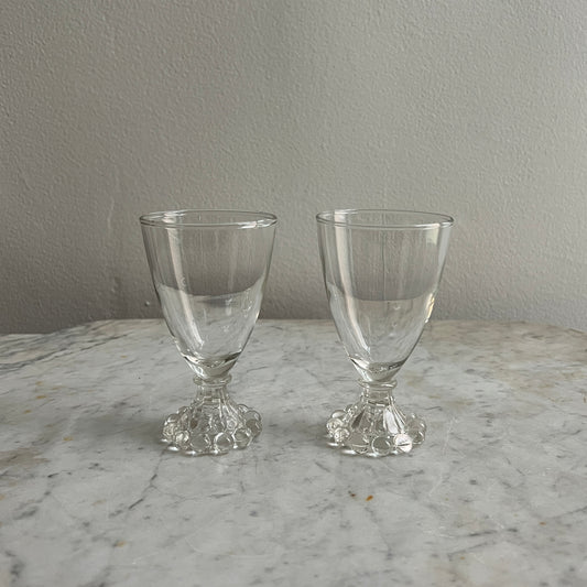 Set of 2 Vintage Anchor Hocking Berwick Clear Boopie Wine Glasses (or Juice Glasses)