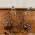 Set of 2 Vintage HOMCO Large Wooden Floral Wall Sconces