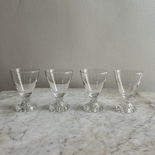 Set of 4 Vintage Anchor Hocking Berwick Clear Boopie Liquor Glasses