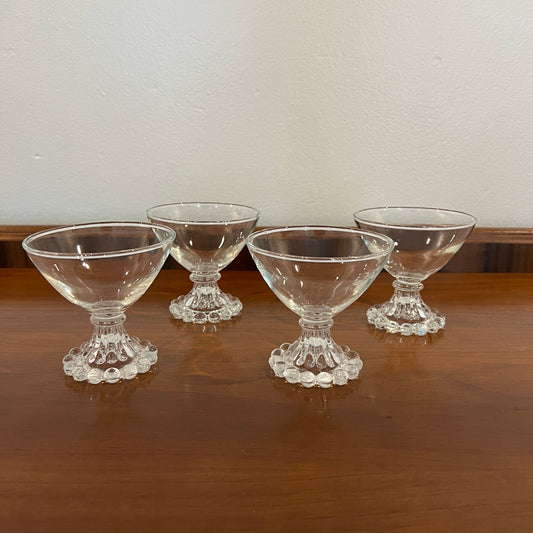 Set of 4 Vintage Anchor Hocking Berwick Clear Boopie Coupe Glasses