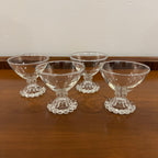 Set of 4 Vintage Anchor Hocking Berwick Clear Boopie Coupe Glasses