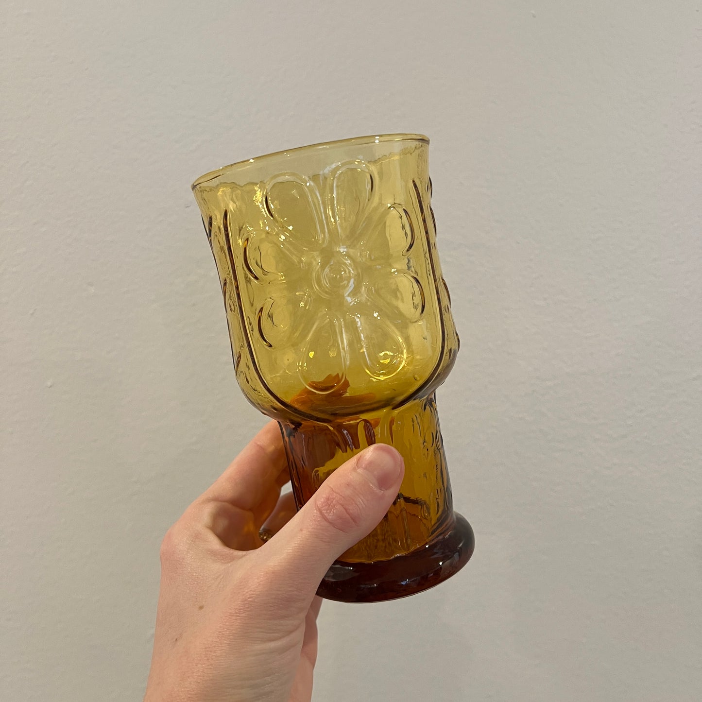Set of 5 Vintage Libbey Country Garden Amber 12 oz. Cooler Glasses