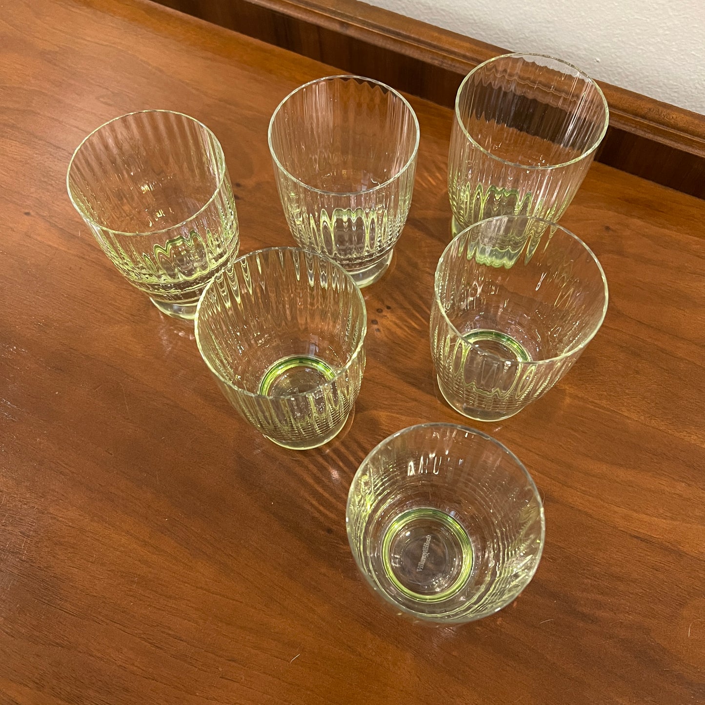 Set of 6 Villeroy & Boch New Cottage Light Green 6 oz. Cocktail Glasses