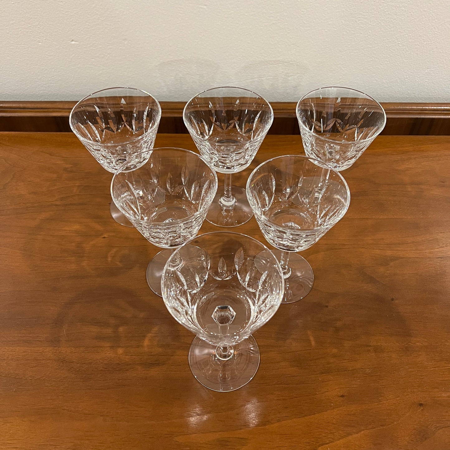 Set of 6 Vintage 1960s/1970s Tiffin Sussex Cut Glass Mid-Century Coupe Glasses