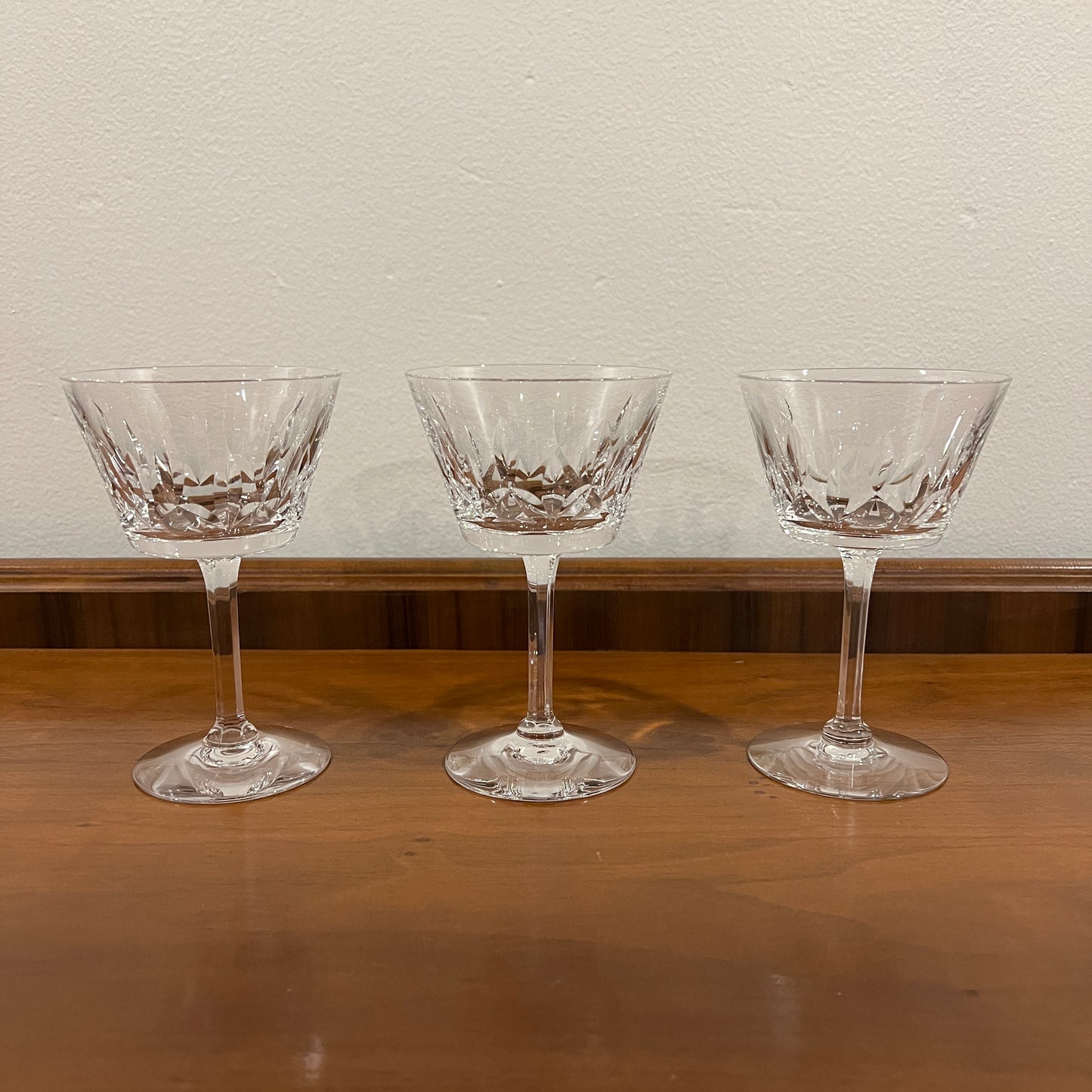 Set of 6 Vintage 1960s/1970s Tiffin Sussex Cut Glass Mid-Century Coupe Glasses