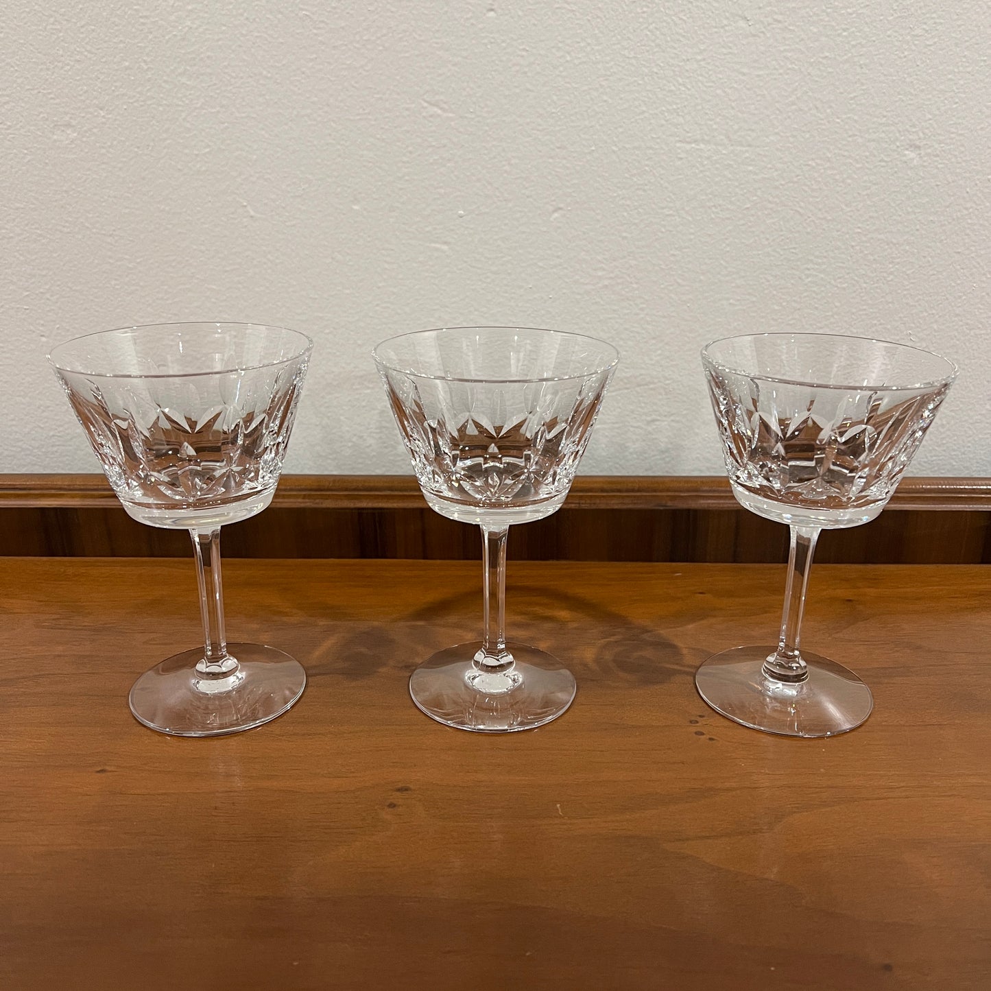 Set of 6 Vintage 1960s/1970s Tiffin Sussex Cut Glass Mid-Century Coupe Glasses