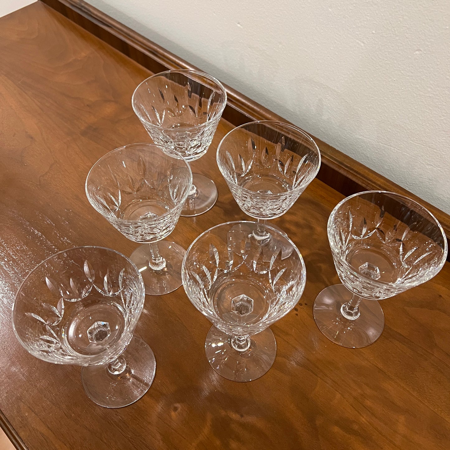 Set of 6 Vintage 1960s/1970s Tiffin Sussex Cut Glass Mid-Century Coupe Glasses