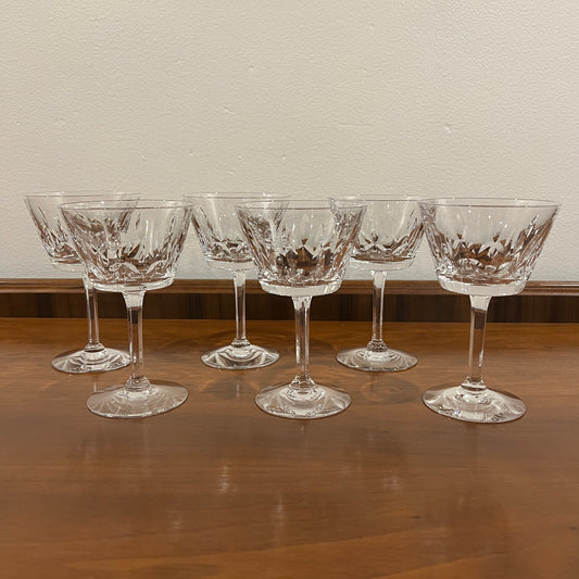 Set of 6 Vintage 1960s/1970s Tiffin Sussex Cut Glass Mid-Century Coupe Glasses